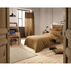 Meubletmoi Lot 2 taies d'oreillers 50x70 cm double gaze de coton camel - PEPA 2* Taie D'Oreiller