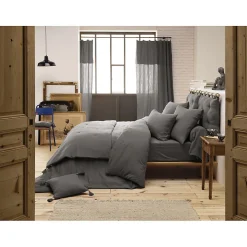 Meubletmoi Lot 2 taies d'oreillers 50x70 cm double gaze de coton gris - PEPA 2* Taie D'Oreiller