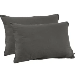 Meubletmoi Lot 2 taies d'oreillers 50x70 cm double gaze de coton gris - PEPA 2* Taie D'Oreiller