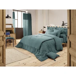 Meubletmoi Lot 2 taies oreillers 60x60 double gaze de coton bleu canard - PEPA 1* Taie D'Oreiller