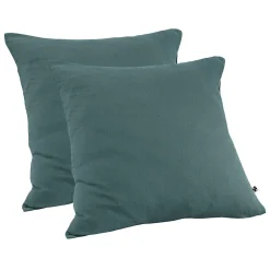Meubletmoi Lot 2 taies oreillers 60x60 double gaze de coton bleu canard - PEPA 1* Taie D'Oreiller
