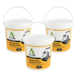 Lot 3 x entretien biologique pour urinoir sans eau en pot de 175 lingettes - Produit 2 en 1 - Nettoyant et détartrant>Ti'Pi