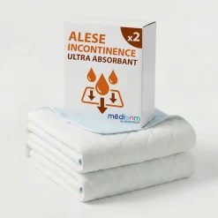 Lot de 2 Alèses Imperméables 90x85 cm - Adulte Sénior - Lavage à 90C - Grande absorption - Oeko-Tex>Sweetnight Best