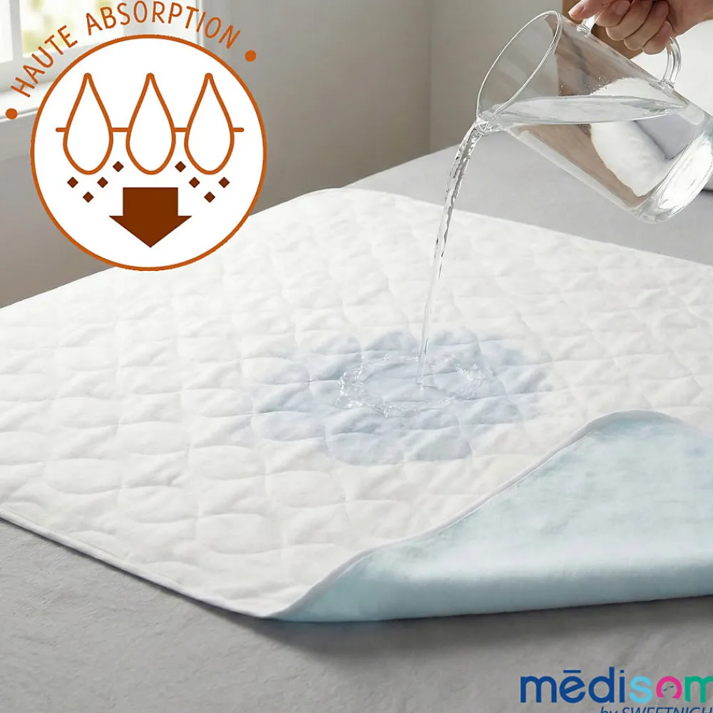 Lot de 2 Alèses Imperméables 90x85 cm - Adulte Sénior - Lavage à 90C - Grande absorption - Oeko-Tex>Sweetnight Best