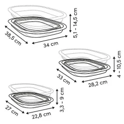 Lot de 3 Bassines Retractable Grises 3+5+10L - Gris-><noscript><img width=