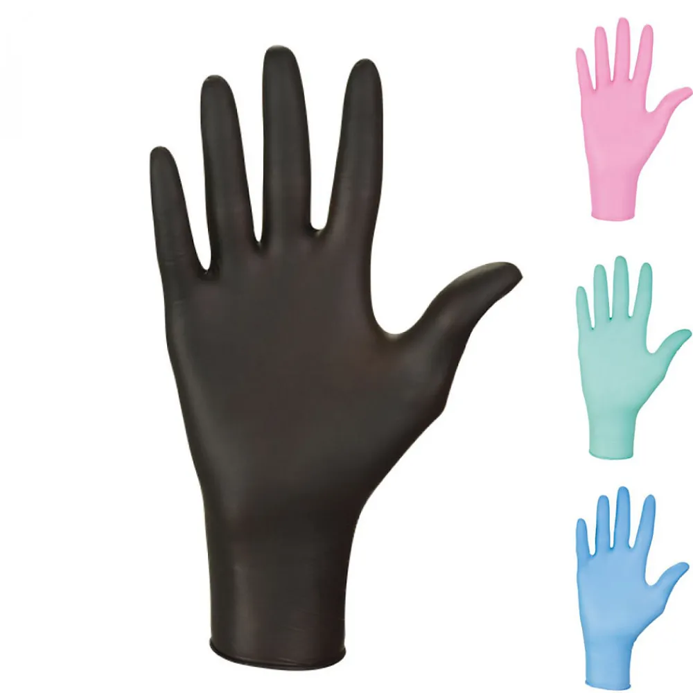 Lot de 5 boites de 100 gants en nitrile jetables - non poudrés - Taille S - Noir ->Vivezen