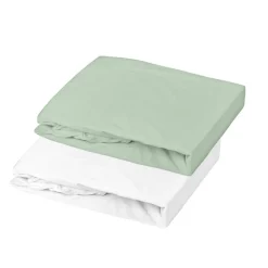 Domiva Lot de 2 draps housse en jersey (70x140 cm - Vert)* Drap Housse|Drap Housse