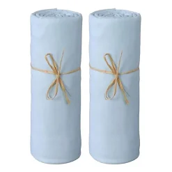 Coton Pur Lot de 2 Draps housse lit bébé 60 x 120 cm / 100% coton / 57 fils/cm² - 1 Ciel + 1 Ciel* Drap Housse|Drap Housse