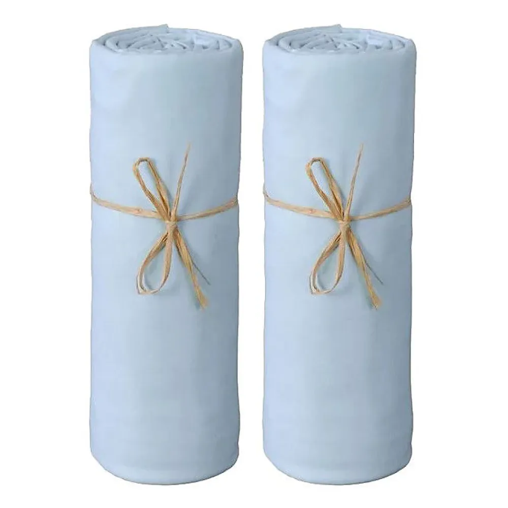 Coton Pur Lot de 2 Draps housse lit bébé 60 x 120 cm / 100% coton / 57 fils/cm² - 1 Ciel + 1 Ciel* Drap Housse|Drap Housse