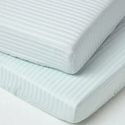 Lot de 2 draps housse lit bébé en coton égyptien 330 fils bleu, 70 x 140 cm ->Homescapes Clearance