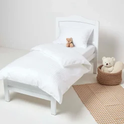 Lot de 2 draps housse lit bébé en coton égyptien 330 fils blanc, 60 x 120 cm ->Homescapes Outlet