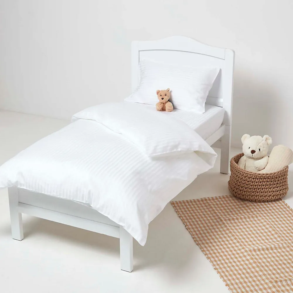 Lot de 2 draps housse lit bébé en coton égyptien 330 fils blanc, 60 x 120 cm ->Homescapes Outlet