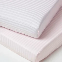Lot de 2 draps housse lit bébé en coton égyptien 330 fils rose, 60 x 120 cm ->Homescapes Outlet