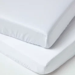 Homescapes Lot de 2 draps housse lit bébé en coton égyptien bio 400 fils blanc, 70 x 140 cm -* Drap Housse|Drap Housse