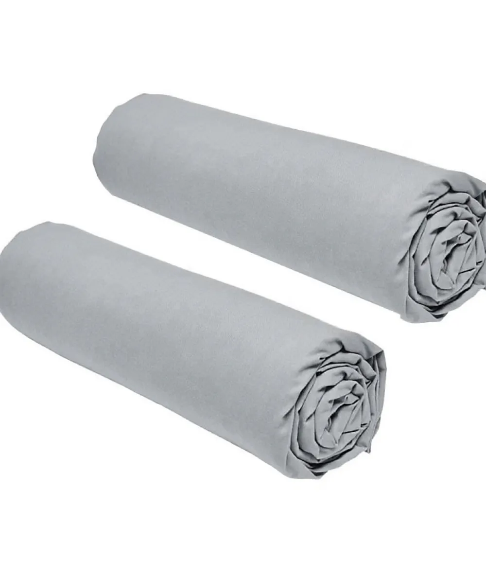 Lot de 2 draps housses TODAY Essential - 140 x 190 cm - 2 personnes - 100% Coton - Acier>Todays Tools Best