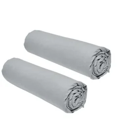 Lot de 2 draps housses TODAY Essential - 160 x 200 cm - 2 personnse 100% Coton - Acier>Todays Tools Sale