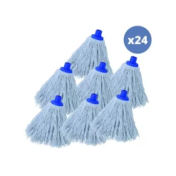 MSV Lot de 24 franges à serpillière de rechange en coton 250gr Blanc embout hexagonal* Serpillère