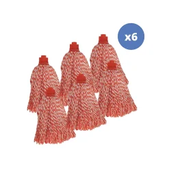 MSV Lot de 6 franges en microfibre rouge* Serpillère