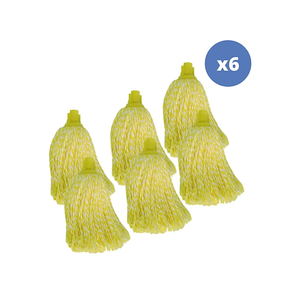 MSV Lot de 6 franges en microfibre jaune* Serpillère