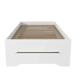 Weber Industries Lot de 2 lits empilables BINGO 90x190 + 2 sommiers / Blanc* Lit Simple