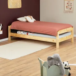 Idimex Lot de 2 lits superposables 90x190 cm RINO en pin massif, vernis naturel* Lit Avec Rangement