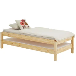Idimex Lot de 2 lits superposables 80x190 cm RINO en pin massif, vernis naturel* Lit Avec Rangement
