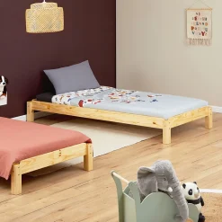 Idimex Lot de 2 lits superposables 80x190 cm RINO en pin massif, vernis naturel* Lit Avec Rangement