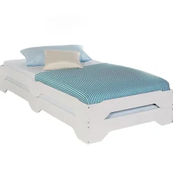 Idimex Lot de 2 lits superposables RONNY en pin, 90 x 200 cm, lasuré blanc* Lit Avec Rangement