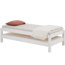 Lot de 2 lits superposables 90x190 cm RINO en pin massif lasuré blanc>Idimex Best