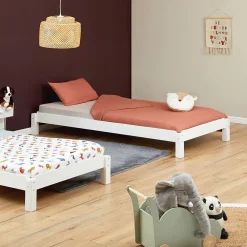 Lot de 2 lits superposables 90x190 cm RINO en pin massif lasuré blanc>Idimex Best