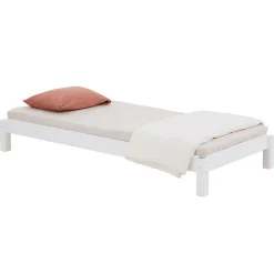 Lot de 2 lits superposables 90x190 cm RINO en pin massif lasuré blanc><noscript><img width=