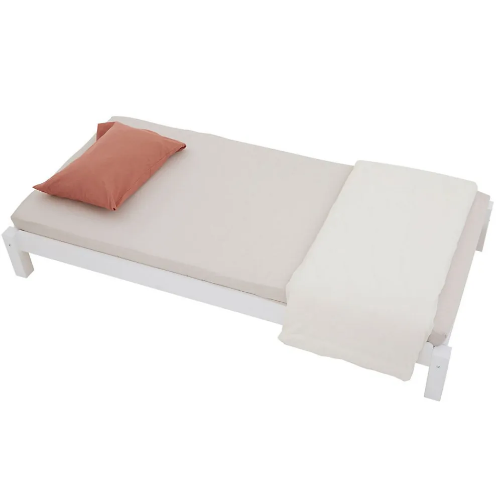 Lot de 2 lits superposables 80x190 cm RINO en pin massif lasuré blanc>Idimex Sale