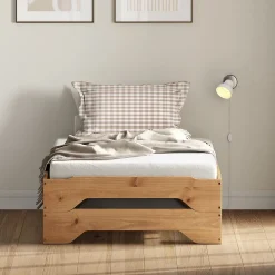 Lot de 2 lits superposables RONNY en bois massif 90 x 200 cm - Coloris chêne><noscript><img width=