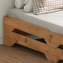 Lot de 2 lits superposables RONNY en bois massif 90 x 200 cm - Coloris chêne><noscript><img width=