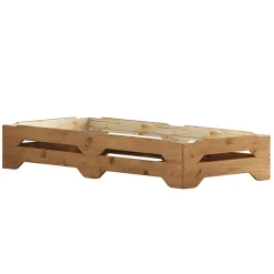 Lot de 2 lits superposables RONNY en bois massif 90 x 200 cm - Coloris chêne><noscript><img width=