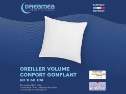 Vente-unique Lot de 2 oreillers - 60 x 60 cm de DREAMEA - 600 gr - MARIN* Oreiller Moelleux