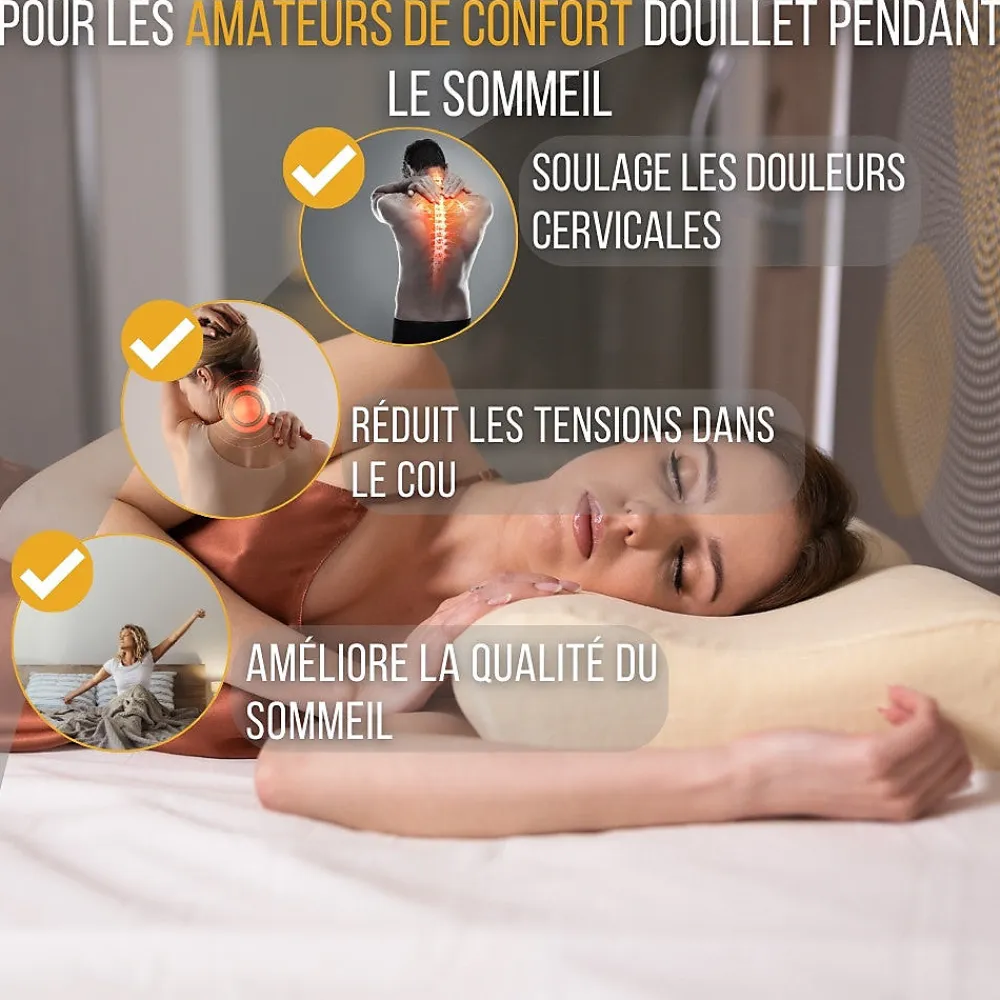 Lot de 2 oreillers - taie d'oreiller en coton - Confort Plus>Inphysio Online