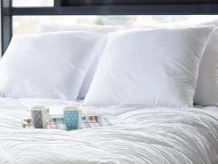Vente-unique Lot de 4 oreillers câlin 60 x 60 cm - 400 gr - Blanc - TORIVIA* Oreiller Moelleux