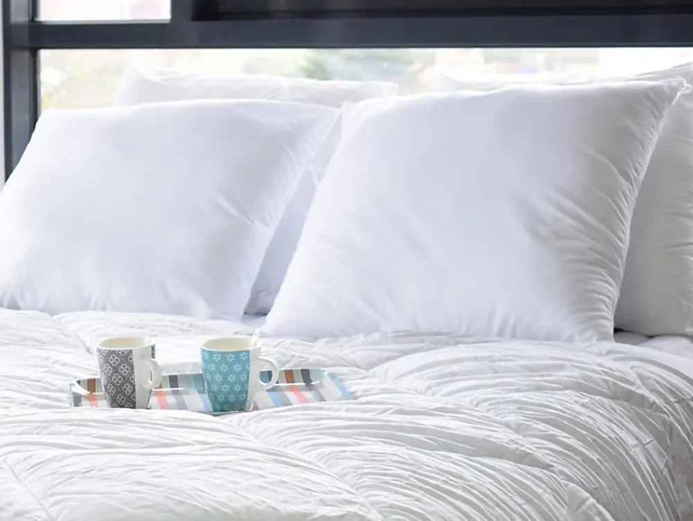 Vente-unique Lot de 4 oreillers câlin 60 x 60 cm - 400 gr - Blanc - TORIVIA* Oreiller Moelleux