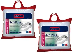 Dodo Lot de 2 oreillers anti allergies - 65x65 cm - ACTI PLUS II* Oreiller Mémoire De Forme
