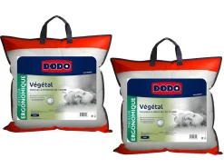 Lot de 2 oreillers ergonomiques à mémoire de forme - 60x60 cm - VEGETAL><noscript><img width=