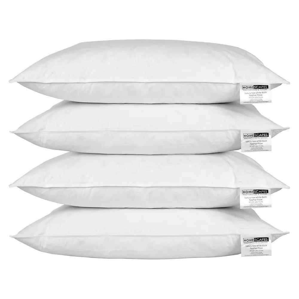 Homescapes Lot de 4 oreillers en plumes de canard, 50 x 75 cm -* Oreiller Moelleux