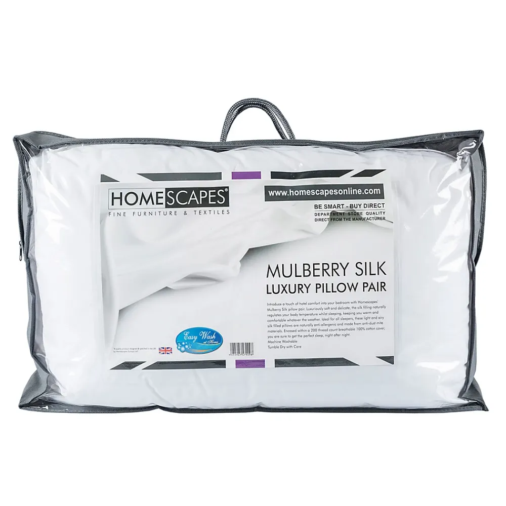 Homescapes Lot de 2 oreillers en soie de mûriers, 50 x 75 cm -* Oreiller Moelleux