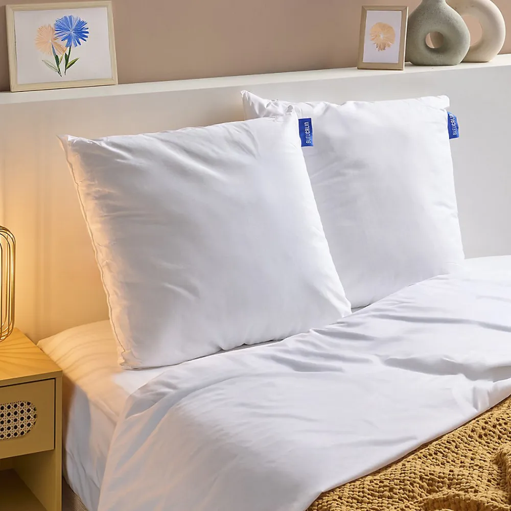 Lot de 2 Oreillers Ferme 60x60cm COTON BIO>Bleu Calin Discount