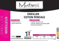 Lot De 2 Oreillers Moelleux Coton Percale - 65 x 65 - 31154>Mortreux Hot