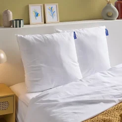 Bleu Calin Lot de 2 Oreillers Moelleux 60x60cm COTON BIO* Oreiller Moelleux