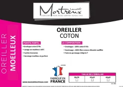 Lot de 2 oreillers moelleux coton - 50 x 70 - toutes saisons - 31146>Mortreux Clearance
