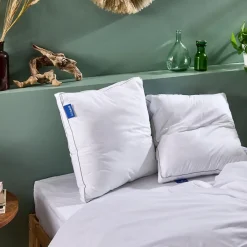 Bleu Calin Lot de 2 oreillers Souple 65x65cm SENSATION DUVET PREMIUM Gonflant* Oreiller Moelleux