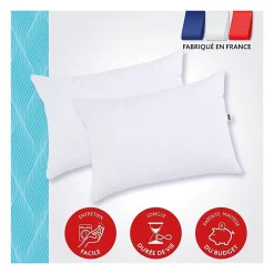 Lot de 2 oreillers Tendance 50x70 cm- 100% Polyester -><noscript><img width=