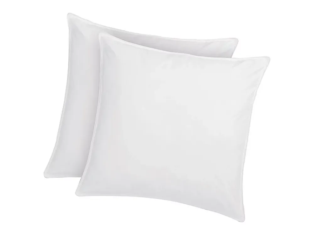 Vente-unique Lot de 2 oreillers traitement anti-acariens naturel Greencare - 60 x 60 cm - 550 gr - Blanc - coton - AZYLIA* Oreiller Moelleux